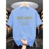 Men's Summer 100 Cotton Fashionable Casual Loose Plus Size MILANO ITALIA Pattern Printed Sports Round Neck Short Sleeved T-shirt