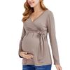 New 2022 V-Neck Long-Sleeve Solid Color Breastfeeding Maternity Wear for Europe and America.