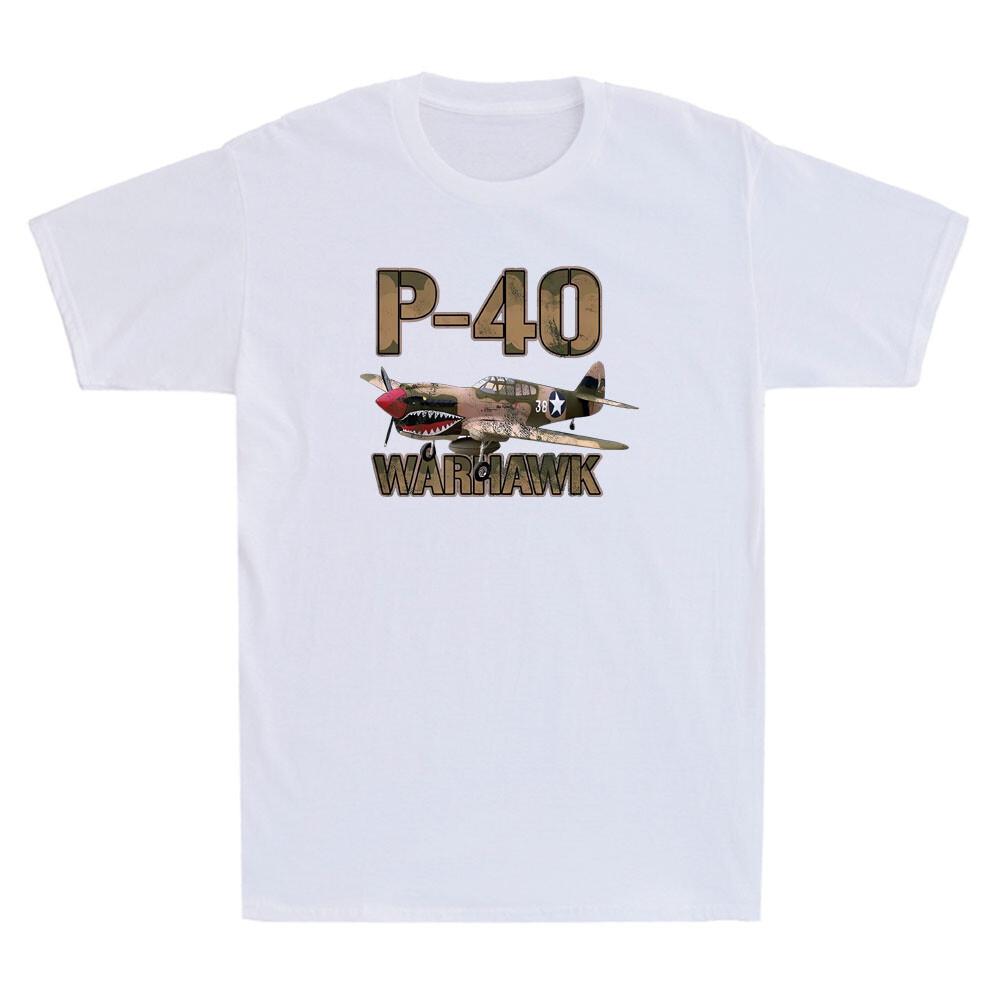 P40 War Hawk Zweiter Weltkrieg Jagdflugzeug Lustige Grafik Vintage Unisex Baumwoll-T-Shirt