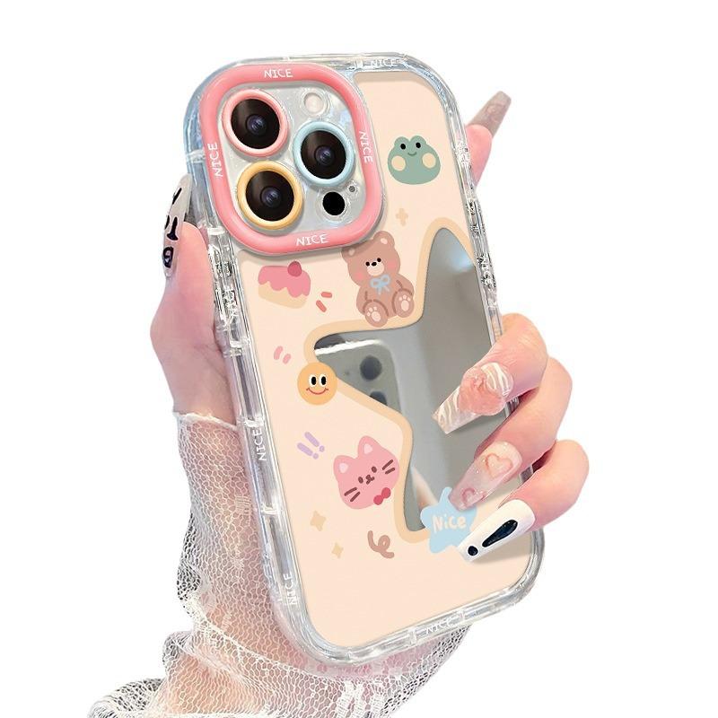 Anwendbar auf Apple 15 Handyhülle Iphone14 Niedlicher Stern Cartoon 13 Spiegel Transparentes Silikon Weiche Kante 12/11