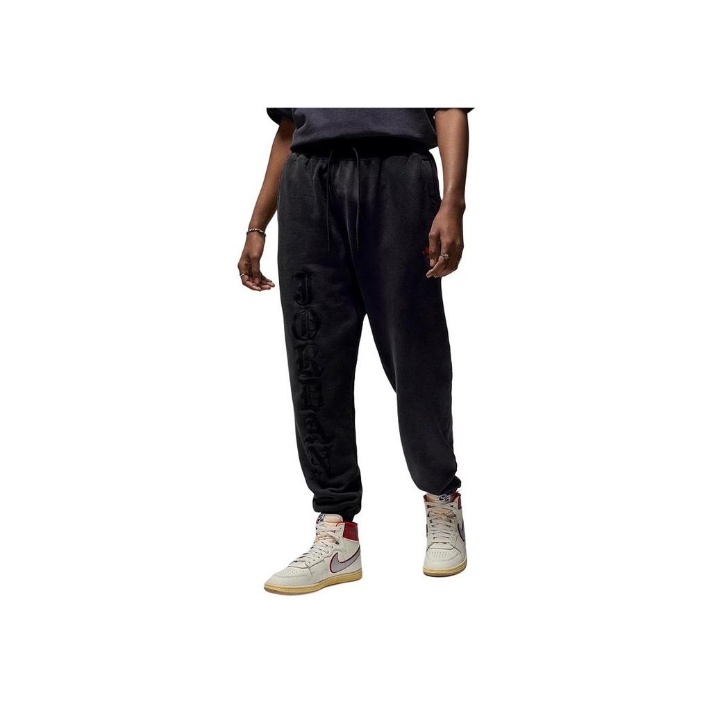 Jordan SS24 Letter Logo Embroidered Drawstring Casual Cuffed Knit Sports Pants Men Bottoms Black FQ5446-010