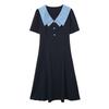 Casual Plus Size Color Block Patchwork Mid-Length Summer Dress - Slimming, Short Sleeve
