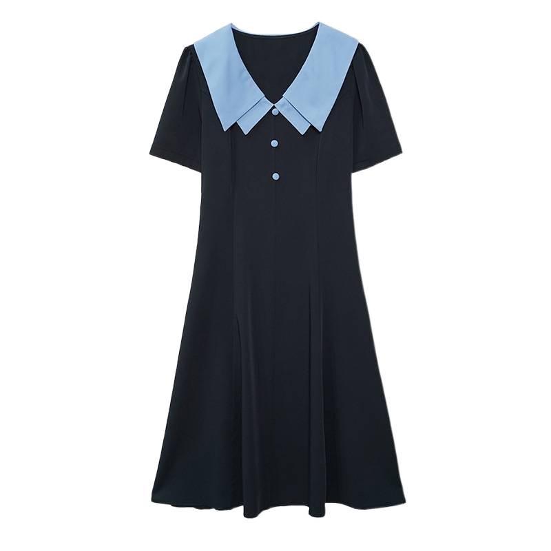 Casual Plus Size Color Block Patchwork Mid-Length Summer Dress - Slimming, Short Sleeve
