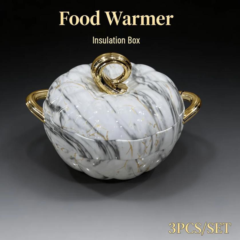 Insulated Lunch Box Set: 3-Piece Food Warmer Container with Tableware, New Style. 3PCS Silver 1L-2L-3L