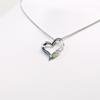 [Your and My Jewelry Box] Silver Natural Peridot Open Heart Pendant Necklace [August Birthstone] 14183 [Gift Wrapped]