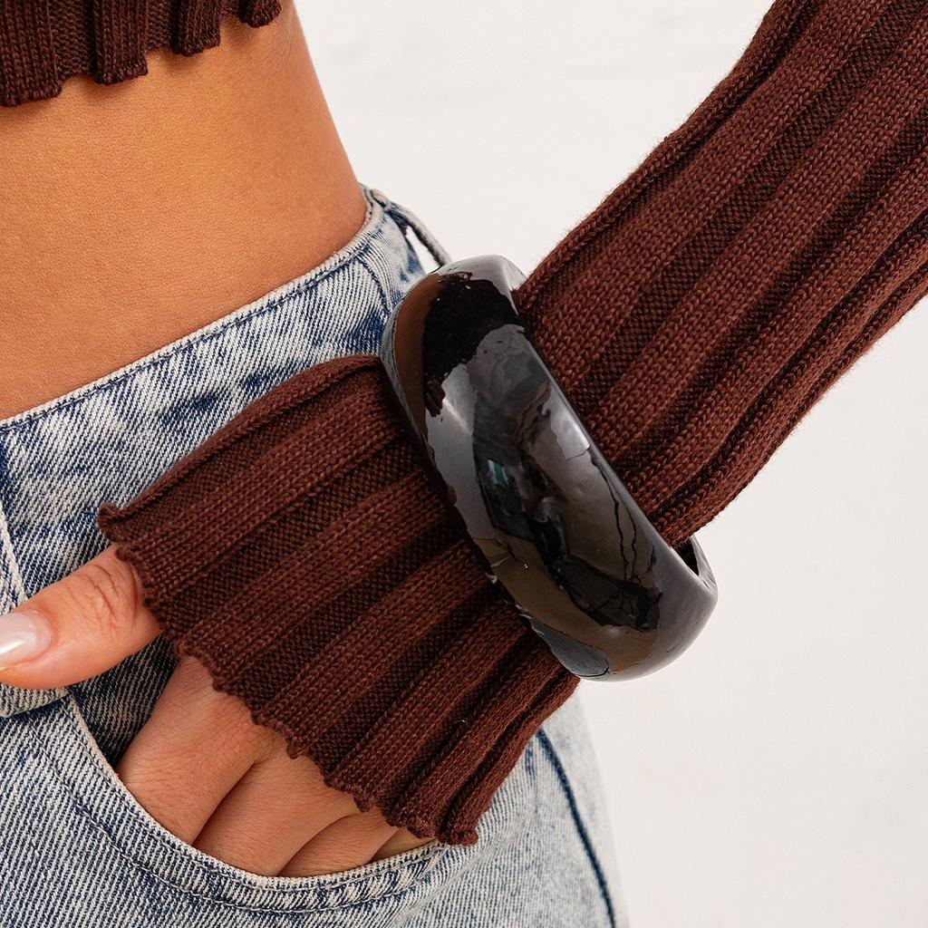 Vintage Round Resin Cuff Charms Bracelet Bangles for Women Fashion Jewelry Acrylic Wide Geometric Party Bangle For Girls