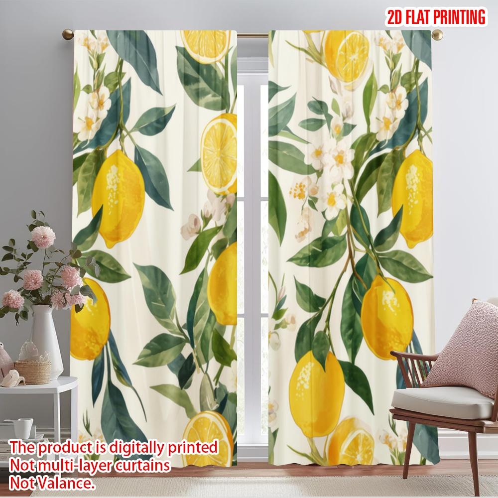 2pcs,2D Plane Printing Light Filtering Curtains Lemon Delight Versatile 100% Polyester (without Rod) Gifts Ldeal for Bedroom,