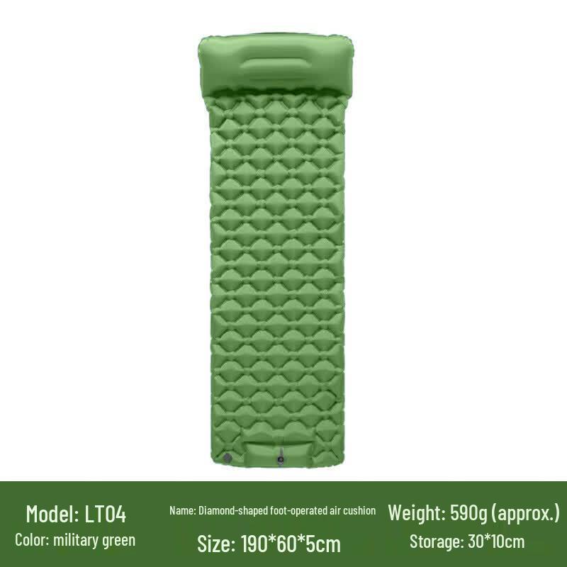Outdoor Foot-Pump Inflatable Camping Sleeping Pad