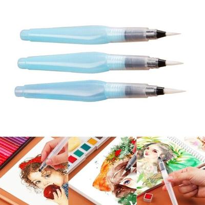 3Pcs Plastic Pointed Reservoir Brushes Blue Water Color Brush New Watercolor Pen