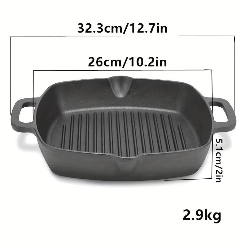 Wutuo Thickened Cast Iron Square Grill Frying Pan
