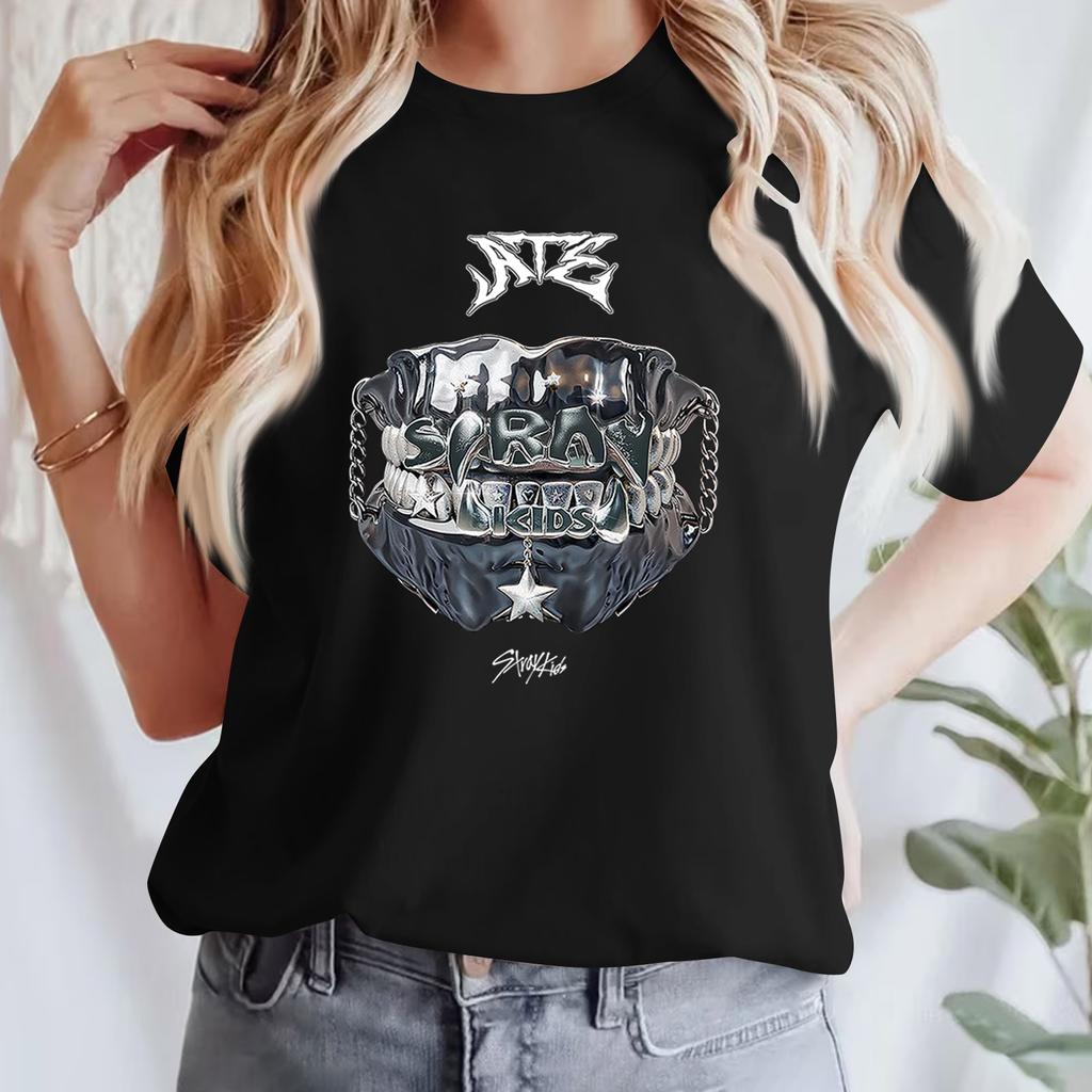 Lässiges bedrucktes T-Shirt für Damen, Rundhalsausschnitt, Pullover, kurzärmelig