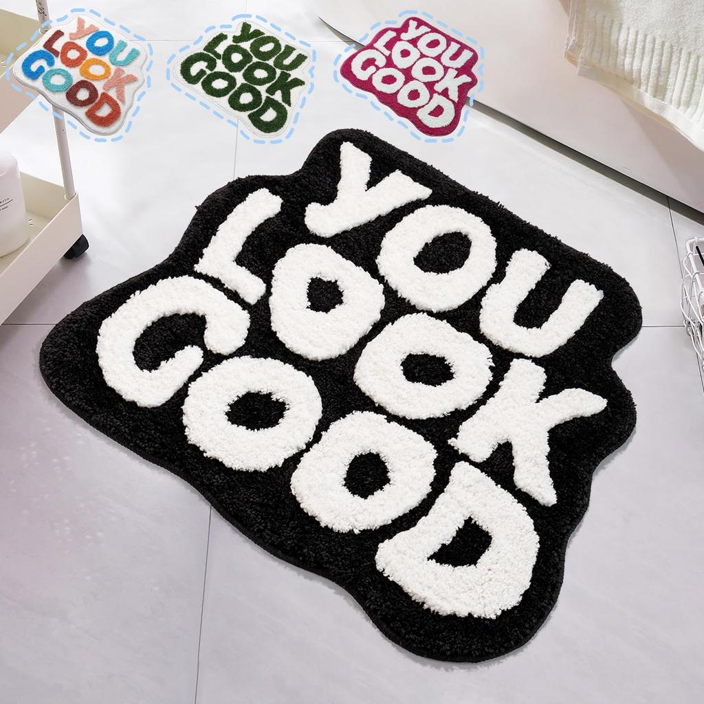 Plush Rug Home Use You Look Good Bath Mat Funny Cute English Bathroom Decor Non Slip Microfiber Carpet Water Absorbing Doormat