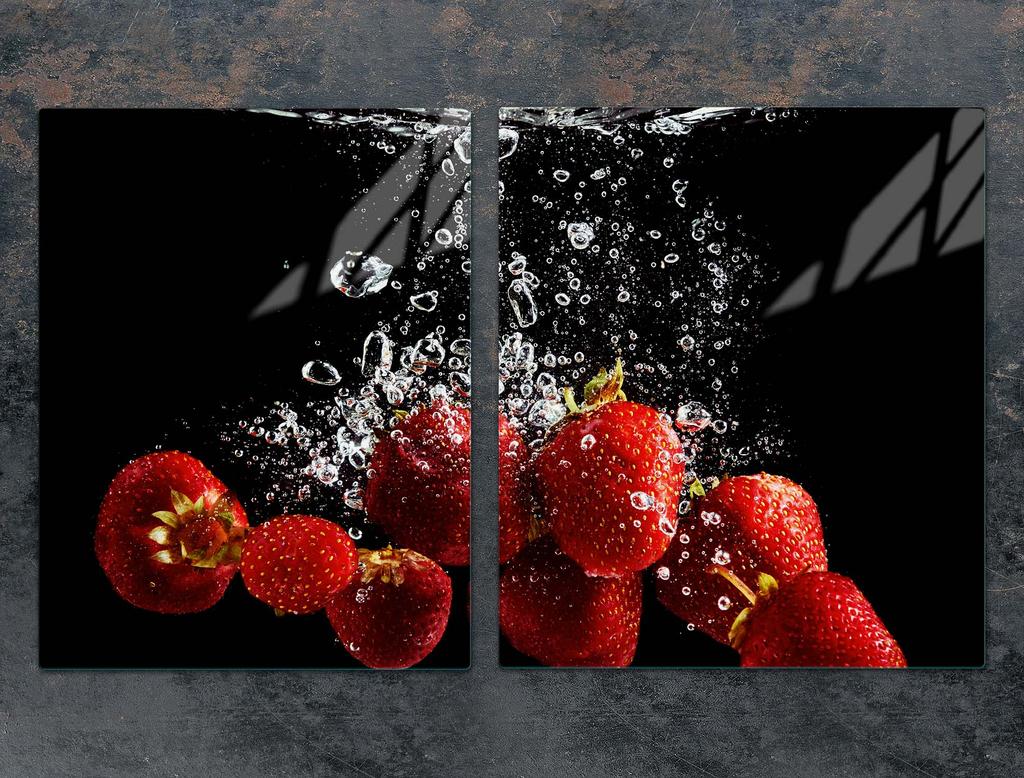 SZKLANA PŁYTA OCHRONNA NA KUCHENKĘ 85x52 TRUSKAWKI