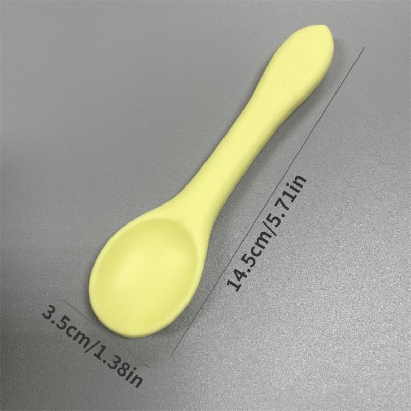 1pc Baby Silicone Spoon, Newborn Baby Feeding Spoon, Children's Tableware, Dining Complementary Food Soft Head Round Head