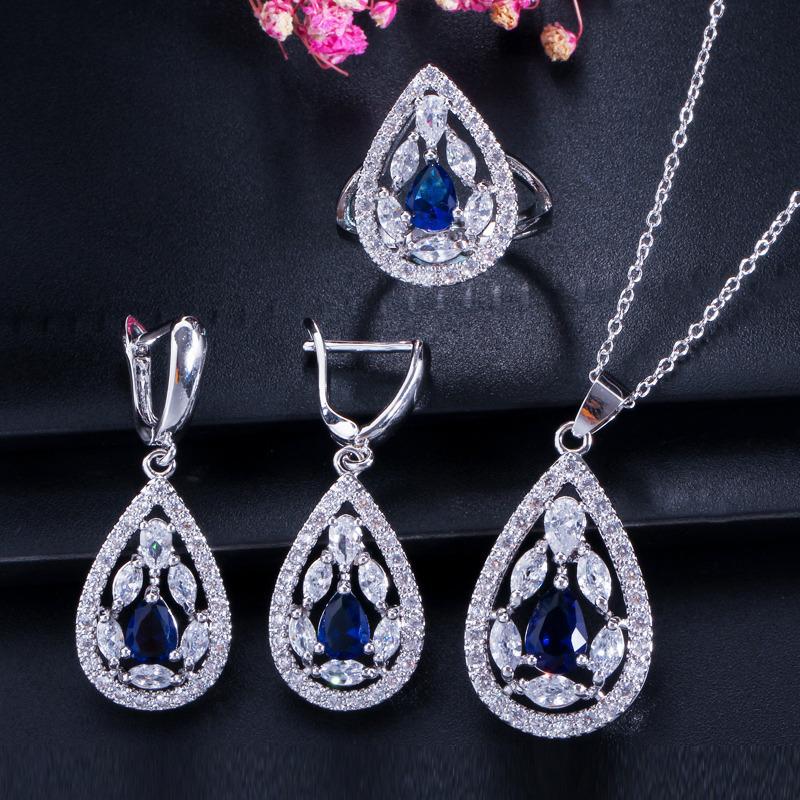 Bride, Jewel Drop Necklace, Earrings, Ring Set Chains, Jewelry, Dress Accessories For Dinner Parties