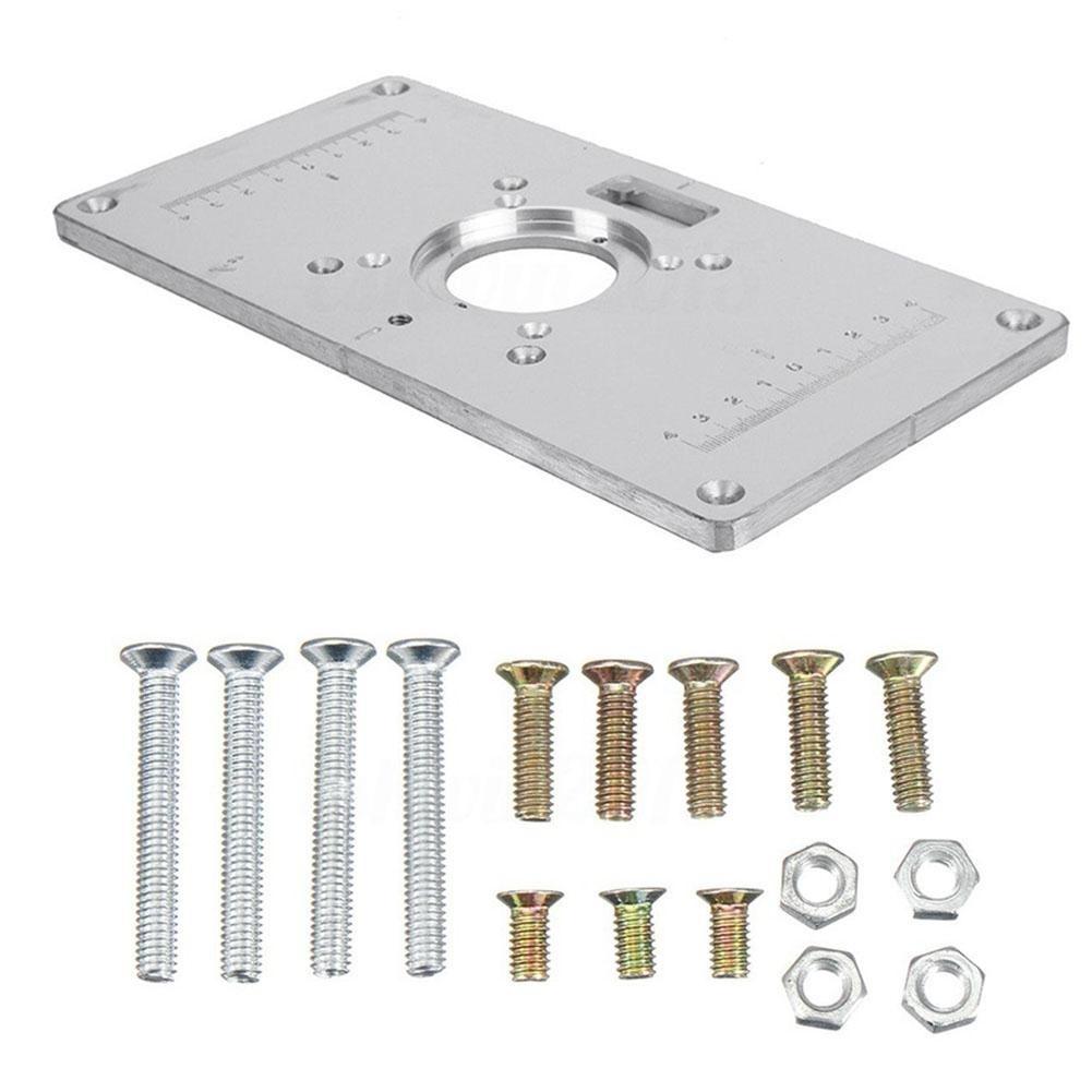 Aluminum Alloy Router Table Insert Plate with 4 Rings Screws For Woodworking Benches