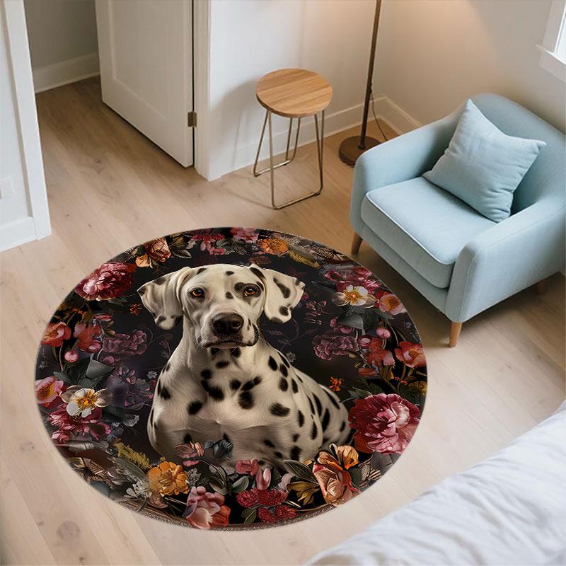 Raccoons & Dogs Pattern Round rug,Carpet Rug for Living Room Bedroom Playroom ,Non-slip Floor Mat,Holiday Gifts and Birthday Gifts.