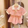 Set di vestiti carini e dolci per bambine, per bambini, casual, a maniche corte, con pantaloni, estate, nuovi bambini, comodi, moda, abbigliamento sportivo 2-10 anni