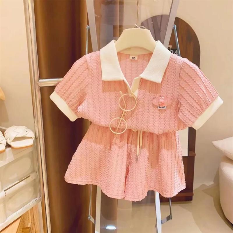 Set di vestiti carini e dolci per bambine, per bambini, casual, a maniche corte, con pantaloni, estate, nuovi bambini, comodi, moda, abbigliamento sportivo 2-10 anni