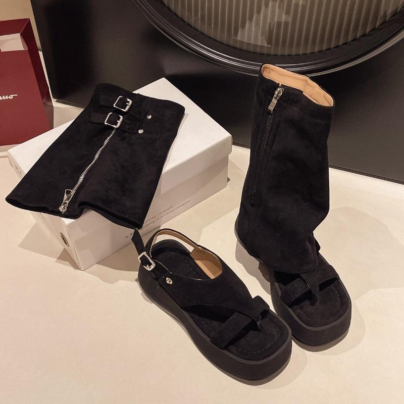 Fashion Designer Women's Shoes Fashion Two-Way Wear Platform Shoes 2025Summer Casual Sandals for Women Mid-calf Cool Boots Zapatos Mujer