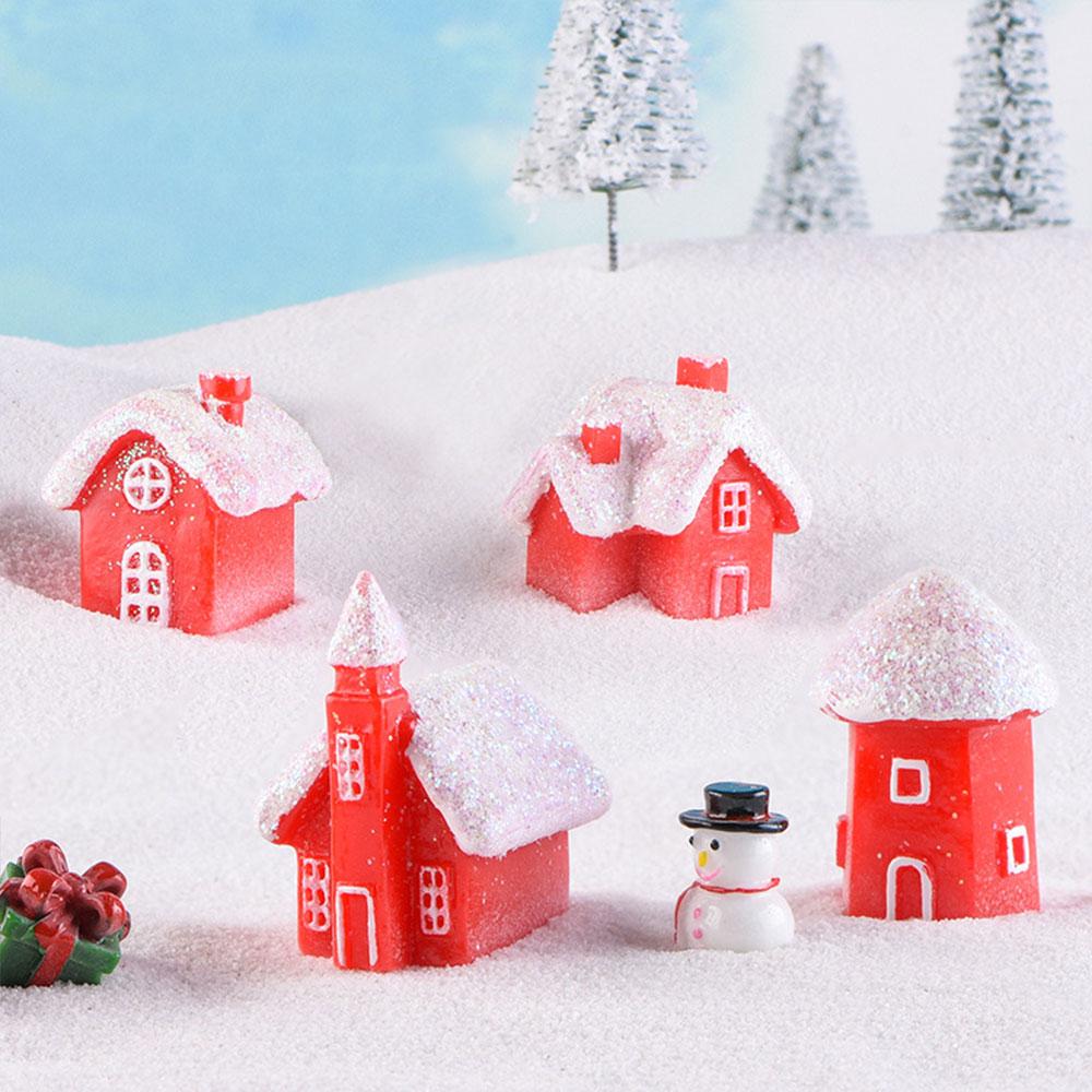 Christmas New Products Gifts Elk Snowman Santa Claus House Villa Creative Resin Micro Landscape Snow Cute Decoration Craft