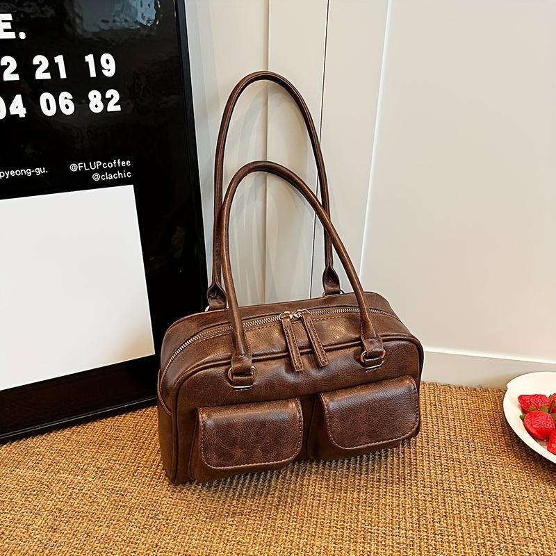 

Винтажная сумка через плечо в стиле преппи, сумка из искусственной кожи Y2K под мышками, модная женская сумка с несколькими карманами