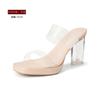 V Transparent Platform High Heels Slippers Women's Summer Wear Crystal Strap Sandals