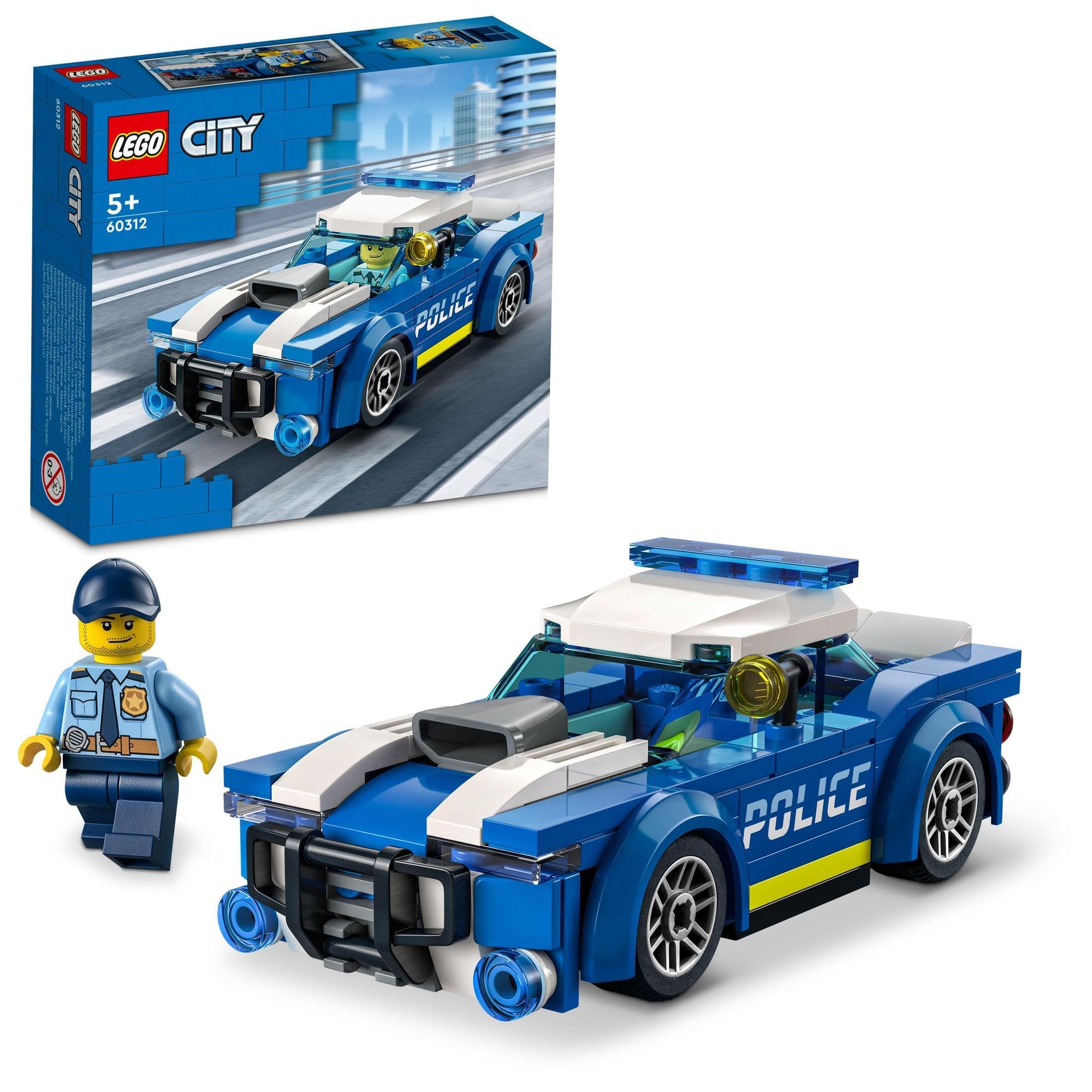 LEGO City Police Car Toy Playset 60312 Building Blocks Educational Gift for Boys and Girls Ages 5-8 Construction Vehicle Mini Car