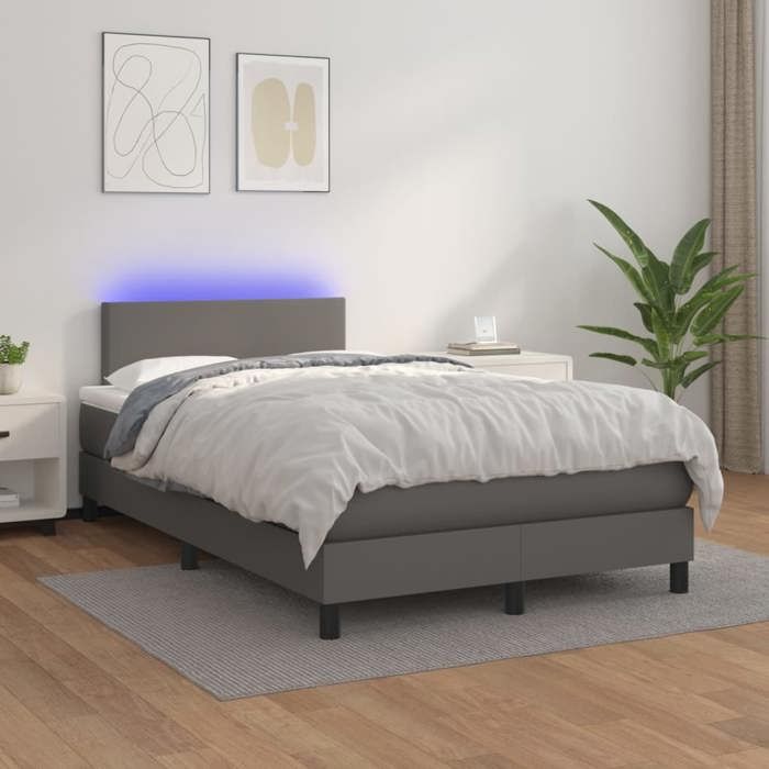 Maison Exclusive - Sommier à lattes de lit avec matelas et LED Gris 120x200 cm
