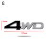3D Metall Chrom Schwarz Zahlen Buchstaben Logo 4WD Emblem Auto Kotflügel Abzeichen Stamm Aufkleber 4WD Aufkleber Zubehör