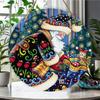 Vintage Santa Gift Print Round Wooden Hanging Plaque Colorful Holiday Wall Decor Festive Interior Art Ornament for Christmas Party Home Decoration