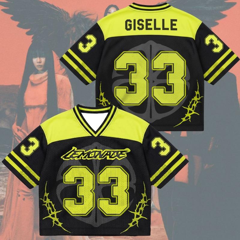 2026 Damen Aespa NINGNING "Lemonade" Amerikanischer Stil Cropped Trikot Atmungsaktiv Lässig Streetwear Kurzarm Kpop Fans T-Shirt
