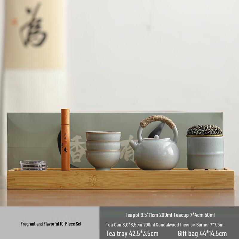 Zhuijia Ru Kiln Tea Set with Incense Holder