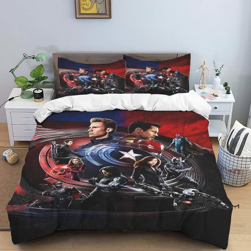

3D printed Captain America three-piece bedding set, exquisite adult and children s bedding set, suitable for double and single 135X200cm