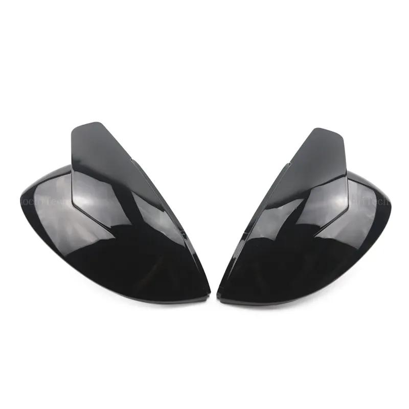 2x Horn Look Bright Black Rearview Side Mirror cover Caps for Volkswagen VW Golf 8 MK8 VIII 8R R GTI GTE GTD 20-25