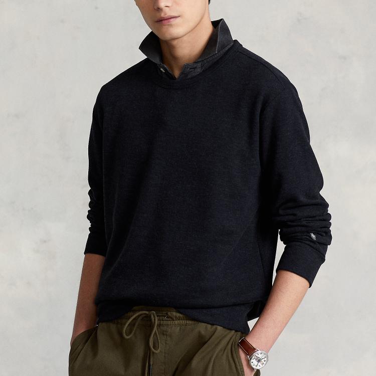 Polo Ralph Lauren Solid Color Crew Neck Casual Pullover Sweatshirt Men Sweatshirt Black MNPOKNI16821791-001