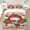 3pcs Strawberry Hello Kitty Cover Set, 1 Cover + 2 Pillowcases (No Insert), Bedding for All Seasons, Bedding,Bedroom Decor Yy250922020
