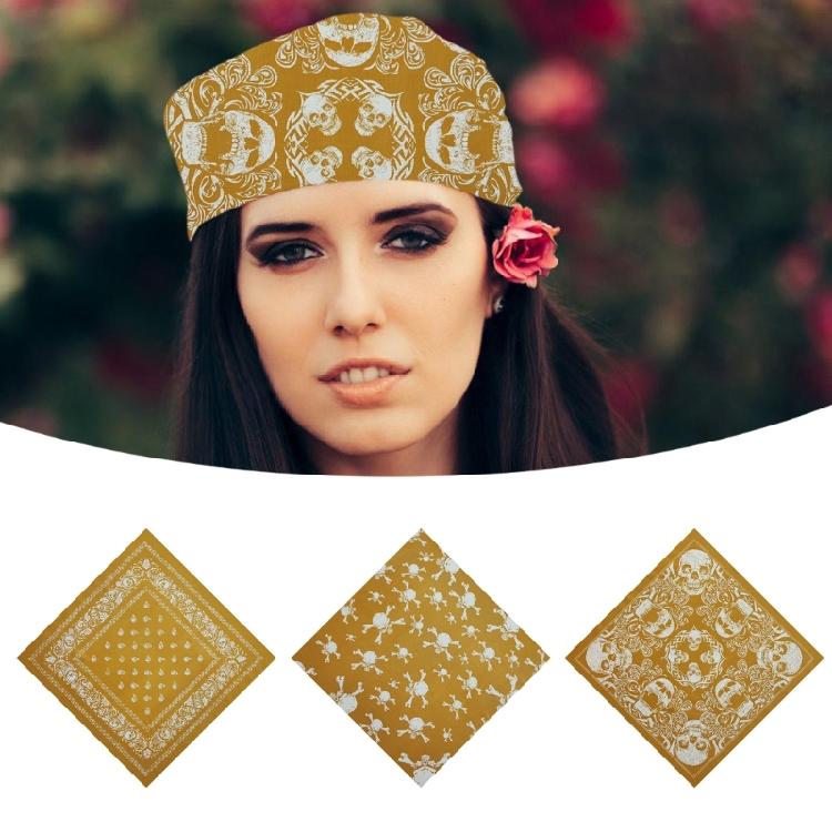 21'' Head Wrap Rapper Head Scarf Hair Bandana Smooth Turbans Skull Pattern