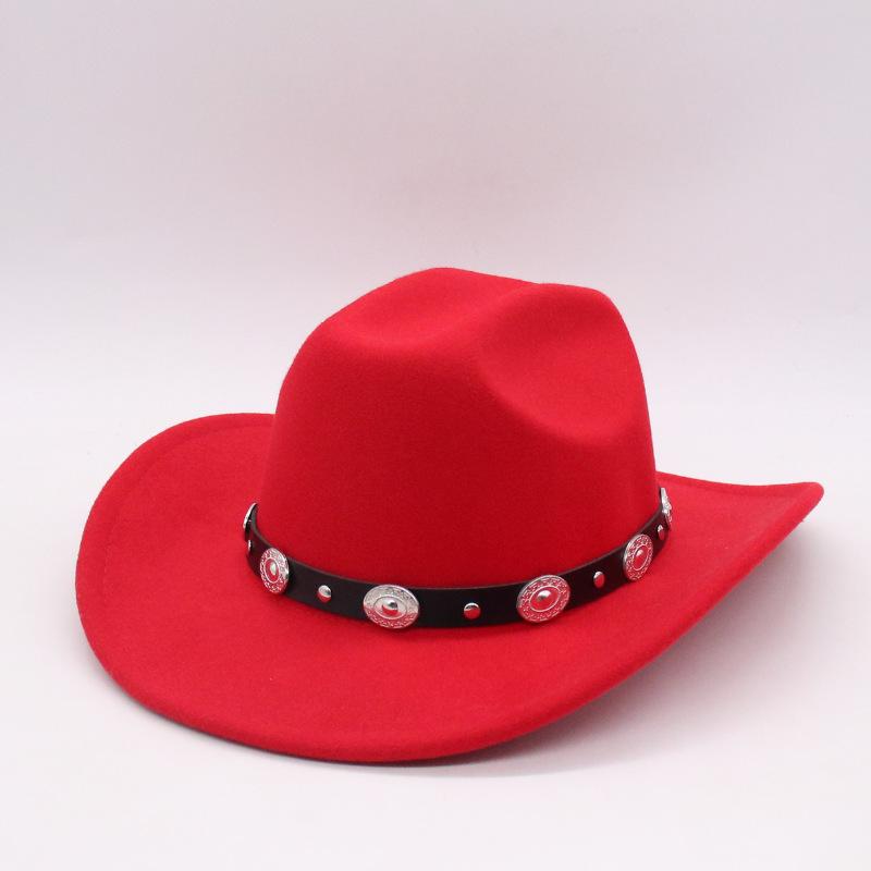 New Jazz Hat Woolen Edge One-Word Gentleman'S Hat Cross-Border Western Autumn And Winter Men'S And Women'S Big Edge Top Hat