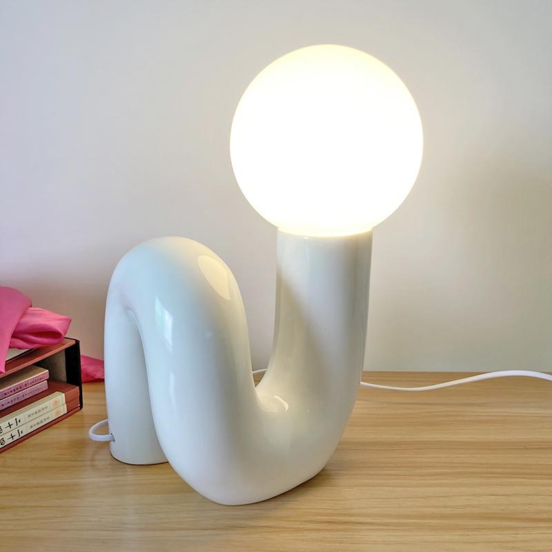 Nordic Postmodern Resin Desk Lamp Retro Bedroom And Living Room Creative Glass Lampshade Glass Lampshade Moon Study Desk Lamp