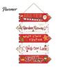 Rustic Christmas Hanging Ornaments Wooden Pendant for Holiday Home Door, Decorative Reusable Xmas Party Supplies Sign Ornament with Hemp Rope