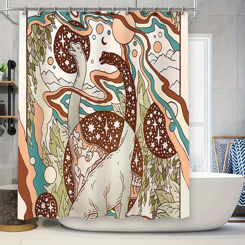Boho Shower Curtain Nature Inspired Botanical Forest Trees Pattern Waterproof Bathroom Decor Vintage Aesthetic Home Textile 90x180cm