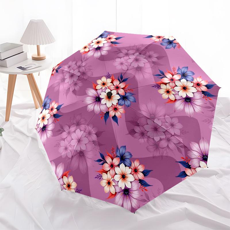 1pc Floral Pattern Design Umbrella with Plastic Handle,Suitable for All Seasons Umbrellaptys26054