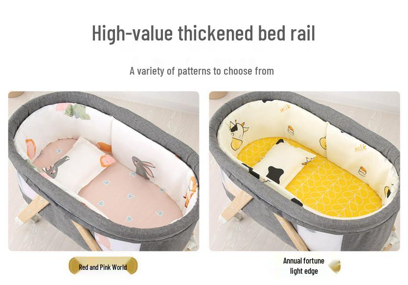 Convertible Foldable Bassinet for Newborns: Portable Baby Rocking Crib Connects to Larger Beds