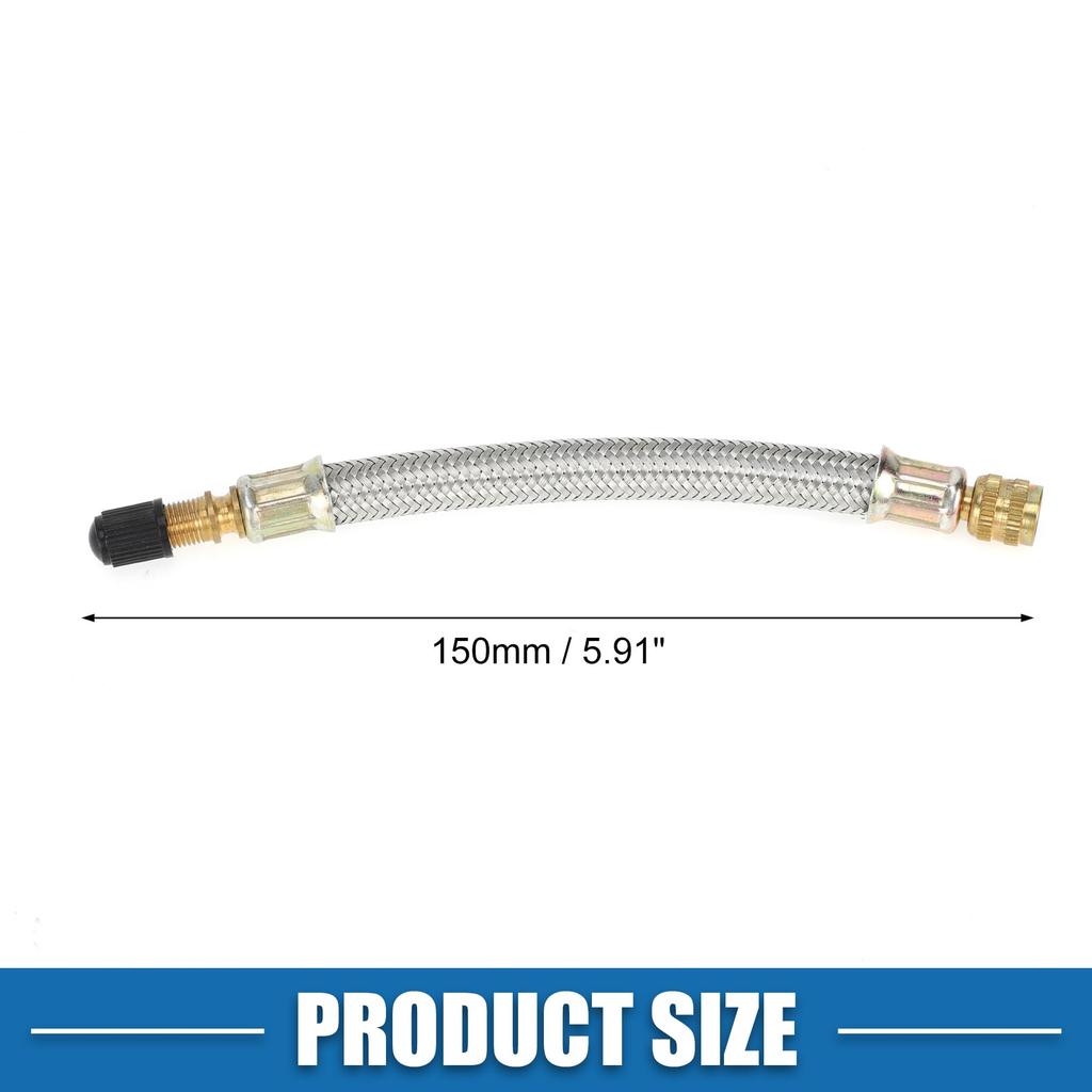 A ABSOPRO Tire Valve Stem Air Inflation Adapter Durable 150mm Long Tire Valve Extension Pure Copper Stainless Steel Silver Tone