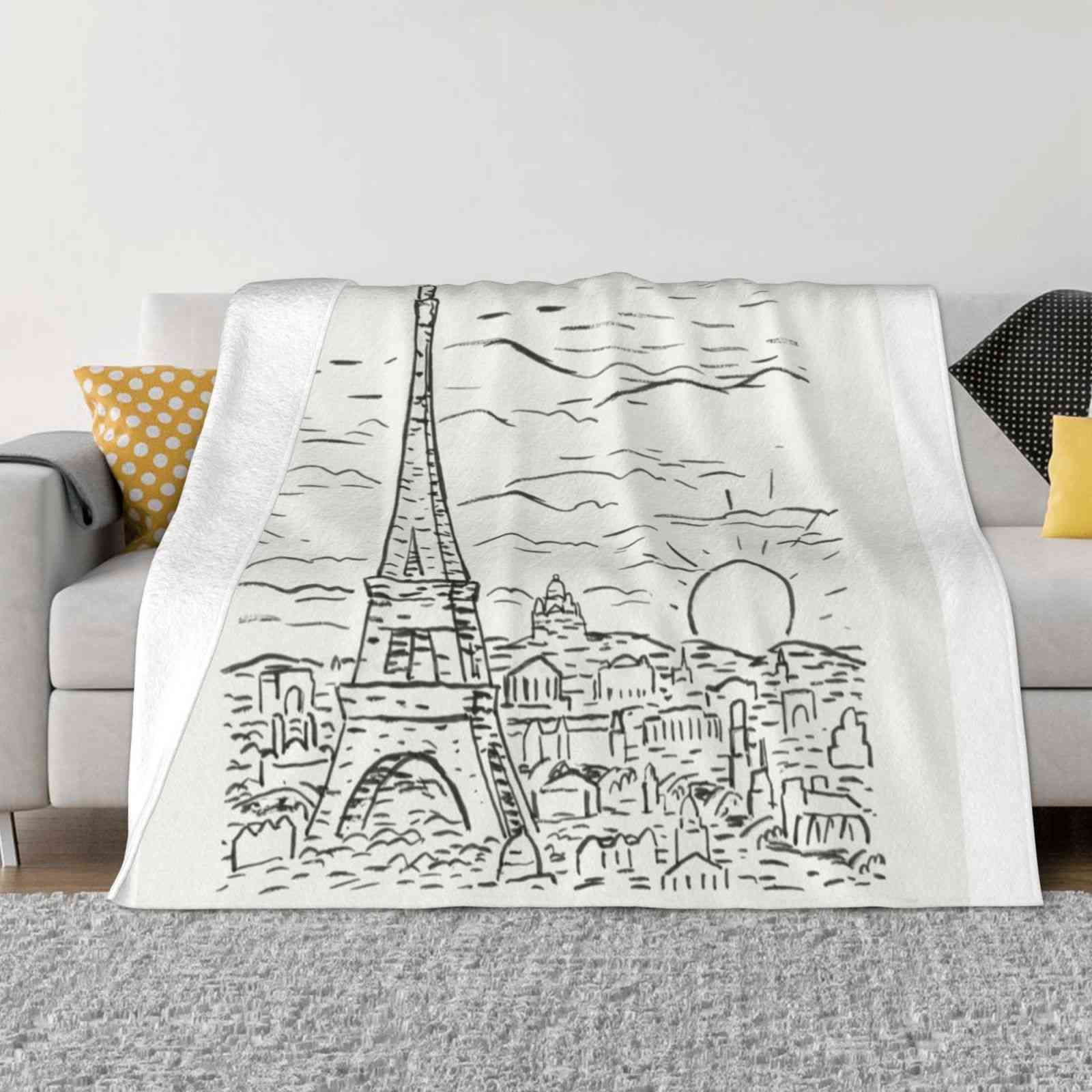 The Eiffel Tower In Paris Hot Sale Printing High Qiality Warm Flannel Blanket France Paris Eiffel Bonjour Frenchculture 30x40in