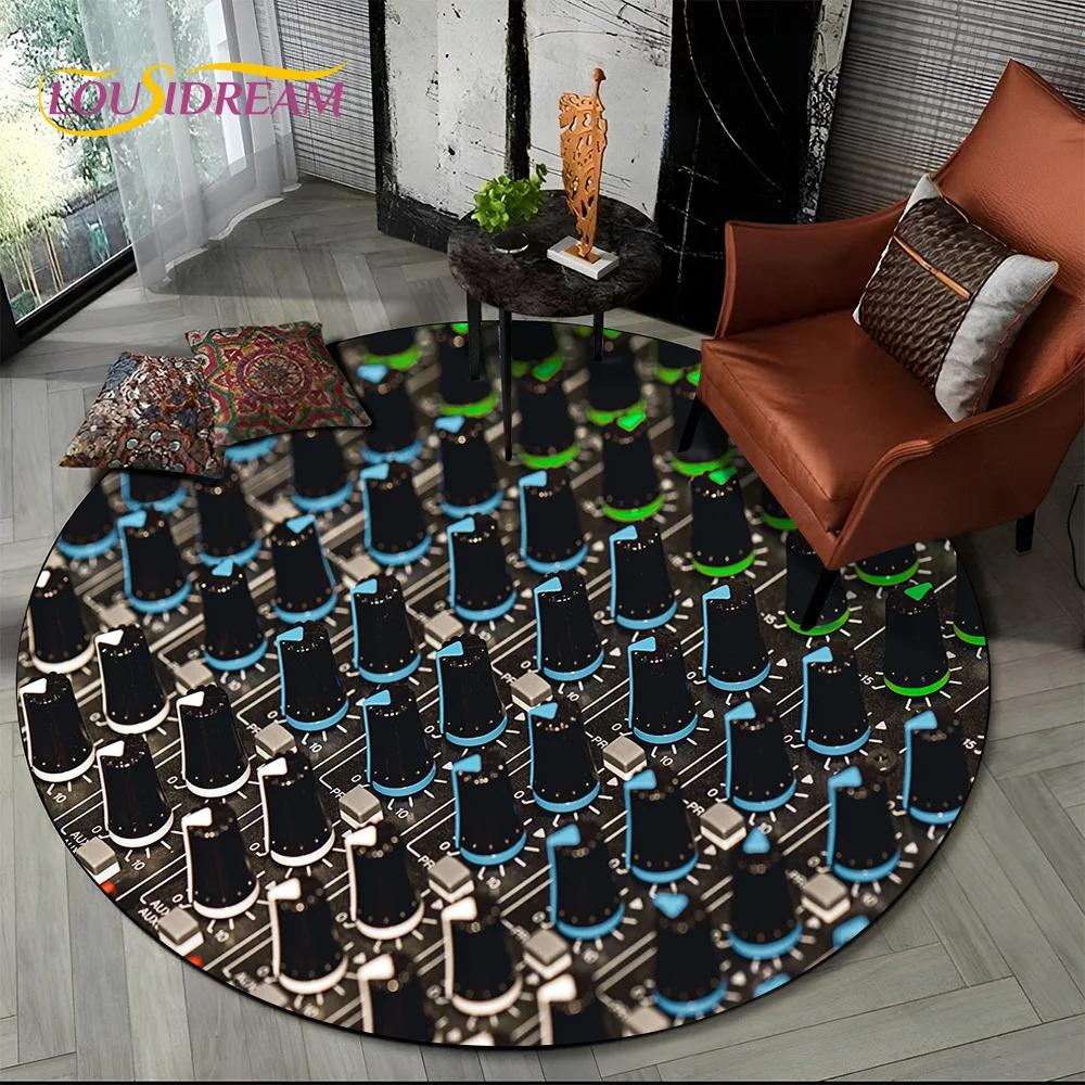 3D Vinyl Record Music DJ Screen Tape HD Round Area Rug,Carpet Rug for Living Room Bedroom Sofa Playroom Decor,Non-slip Floor Mat