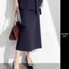 Elegant Coffee-Colored Collarless Skirt Suit for Women with Waist-Cinching Belt - Perfect for Urban Professional Style and Commuting.