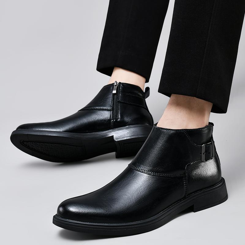 Side Zipper Male Ankle Boots Genuine Leather Men's Motorcycle Boots Classic for Men Ankle Boots 2024 Men Casual Low Top Shoes