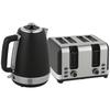 Stainless Steel Panel Kettle and Toaster Set - Black